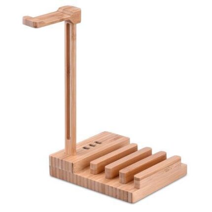 Solid wood earphone stand