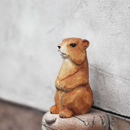 Solid Wood Animal Groundhog Handmade Wood Carving Ornaments