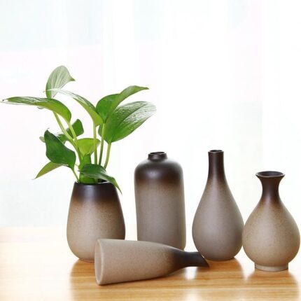 Pottery Fan Stoneware Vase Retro Handmade Day Simple Flower Arrangement