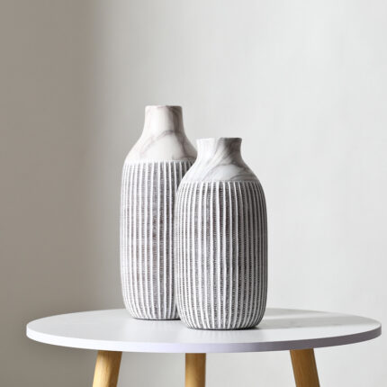 Dried Flower Vase Ceramic Vertical Pattern Ornaments