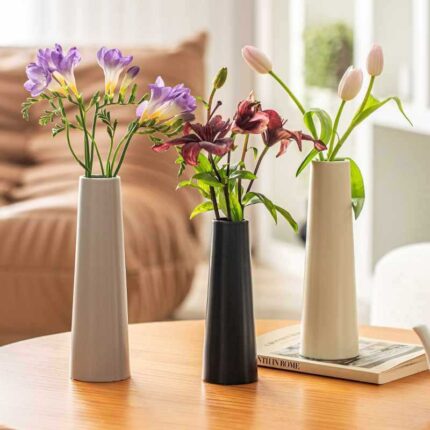 Small-caliber Rose Flower Arrangement Narrow Mouth Tulip Ceramic Vase Decoration