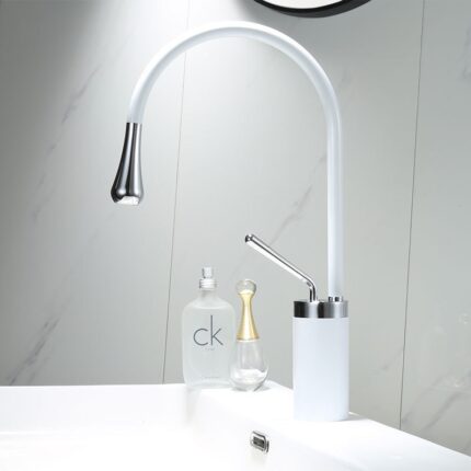 Water Drop Brushed Gold Copper Body Basin Wash Basin Rotating Faucet