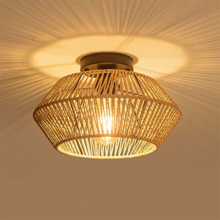 Handmade Vine Woven Aisle Restaurant Balcony Semi-suction Light