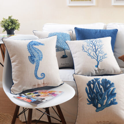 Ocean Series Home Sofa Cotton And Linen Cushion Case